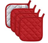 Manique en coton lavable en machine résistant à la chaleur, support de casserole, tampons chauds, dessous de plat pour la cuisson et la cuisson (4, rouge)