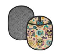 Manique résistante à la chaleur pour cuisine Motif chouette Manique avec boucles de suspension Lavable en tissu éponge pour barbecue