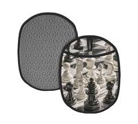 Manique résistante à la chaleur pour cuisine - Noir et blanc - Avec boucles de suspension - Lavables - En tissu éponge - Pour barbecue