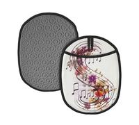 Manique résistante à la chaleur pour cuisine, note de musique, manique florale avec boucles de suspension, coussinets chauffants lavables en tissu éponge pour barbecue