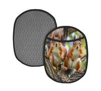 Manique résistante à la chaleur pour la cuisine - Motif écureuils mignons - Avec boucles de suspension - Lavables - En tissu éponge - Pour barbecue