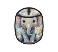 Manique résistante à la chaleur pour la cuisine - Motif éléphant mignon - Manique aquarelle avec boucles de suspension - Lavables - En tissu éponge - Pour barbecue