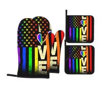 Maniques Cuisine Drapeau Américain Rainbow Amour Lesbien Gay Fierté Tendance Gants De Cuisine Durable Lot De 4 pour Barbecue Micro-Ondes Cuisson