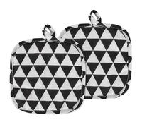 Maniques Cuisine Tissu 2 Pièces Maniques Cuisine 18cm*18cm Manique De Casserole Résistants À La Chaleur Manique De Pot Carré pour Cuisine, Antidérapant avec Trous De Suspension (Noir)