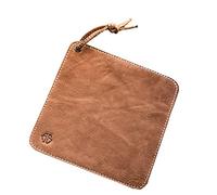 Maniques en cuir de buffle - Cuir véritable - Torchon/support et dessous de plat faits à la main et résistants à la chaleur - Avec boucle pour la cuisine et la pâtisserie - Fran (marron)