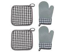 Maniques et Gants de Cuisine - Résistants à la Chaleur avec Doublure 100% Coton | Poignée Texturée Antidérapante, Sangle Suspendue, Pour Four, Barbecue et