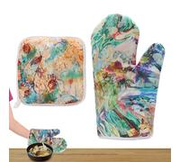 Maniques et Gants de Cuisine, Ustensiles de Cuisine Résistants à la Chaleur - Ensemble de Gants de Cuisson avec Support - Pour Poêle Assiette Bol Micro-ondes Ménage Café Hôtel Boulangerie