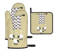 Maniques et maniques en forme de mouton de dessin animé, gants de barbecue durables avec boucle de suspension, pour la cuisine, la cuisson, les grillades