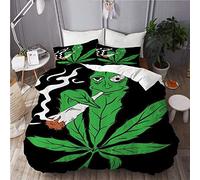 MANISENG Parure de lit,Feuille de Marijuana Weed Smoking Weed Cannabis,1 Housse de Couette 200x200 + 2 Taies d'Oreillers