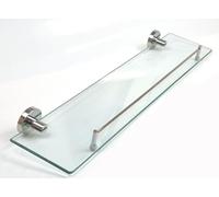 Manissa Étagère de salle de bain en verre trempé de 520 mm de long avec barre en acier inoxydable de qualité 304 - Accessoire de salle de bain mural (acier inoxydable poli miroir)