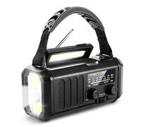 Manivelle À Énergie Solaire D'urgence Pour Camping,Dynamo,Alarme Sos,Chargeur De Téléphone,Banque,Météo,Lampe De Poche De Poche,Radio,Am,Fm,10000mah - Type Black 10000mah