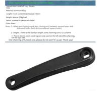Manivelle pour gauche 170mm pour Vélo Électrique et Ville Manivelle | Longueur 170mm idéale, compatible pour vtt et ville, installation stable, résistance pour usure, design compact(Black Square)