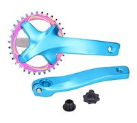 Manivelle VTT gauche droite 34 dents aluminium sans boîtier de pédalier - légère et résistante, compatible multi - modèles, idéale réparation et refit vélo (Bleu)