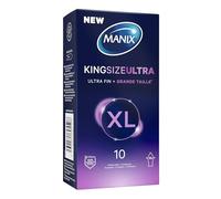 Manix King Size Ultra: Boite de 10 Préservatifs pour Homme Grande Taille Xl - Plus larges, Plus Longs et Extra Fins pour un Confort Maximal/Diamètre 56mm