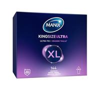 Manix King Size Ultra: Boite de 144 Préservatifs pour Homme Grande Taille Xl - Plus larges, Plus Longs et Extra Fins pour un Confort Maximal/Diamètre 56mm