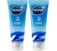 MANIX Pure Gel : Lubrifiant Intime (200mL) à Base d'Eau/Compatible avec les Préservatifs/Idéal pour les Rapports Vaginaux et Anaux (Lot de 2)