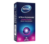 Manix Xtra Pleasure : Boite de 10 Préservatifs pour Homme, Nervurés et Stimulants/Lubrifiés et de Taille Standard/Diamètre 52mm