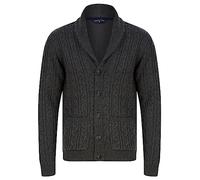 Manji 2 Chunky Cable Knitted Cardigan with Shawl Collar in Charcoal Marl - Tokyo Laundry - L