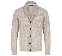 Manji 2 Chunky Cable Knitted Cardigan with Shawl Collar in Natural Twist - Tokyo Laundry - XXL