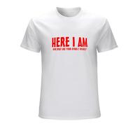 MANJIABAO Here I Am Now Graphic Novelty Super Soft Ringspun Funny T Shirt T-Shirt White3XL