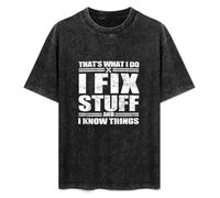 MANJIABAO Men's That's What I Do I Fix Stuff and I Know Things Funny Saying Quote Men's T-Shirt Black M