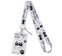 MANJIAMEI Imprimé Porte Badge Tour de Cou Porte-Cartes avec Lanière Chat et Lunettes Soleil Porte-badge Coulissant avec Cordon pour Identité Téléphone Protecteur de Carte pour Bureau École