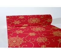 Mank Airlaid Chemin de table 40 cm x 24 m Rouleau de nappe similaire à un tissu à usage unique pour Noël 1 pièce Cristal, rouge, 40 cm x 24 m