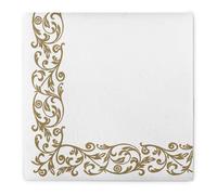 Mank Rob Airlaid Lot de 50 serviettes de table aspect tissu 40 x 40 cm pour mariage doré de qualité supérieure aspect tissu ornement anniversaire en blanc doré