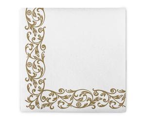 Mank Rob Airlaid Lot de 50 serviettes de table aspect tissu 40 x 40 cm pour mariage doré de qualité supérieure aspect tissu ornement anniversaire en blanc doré