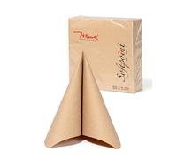 Mank Softpoint Lot de 60 serviettes de table 2 couches, 40 x 40 cm, pliées en 1/4, douces et stables comme des tissus Airlaid, pratiques, à usage unique, avec gaufrage Softpoint, marron naturel