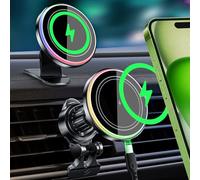 MANKIW 15W Support Telephone Voiture pour magsafe, Support Telephone Voiture Induction pour iPhone 16/15/14/13/12, Mag-Safe Support Téléphone Voiture Grille d’Aération/Tableau de Bord