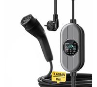MANKIW Câble De Recharge pour Voiture Électrique Type 2, 3,68 KW Portable, Chargeur de Véhicule Électrique Réglable (6-16A), 8 Mètres, IP65 Câble de Recharge EV Type 2 (IEC 62196-2) (3,68 KW)