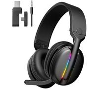 MANKIW Casque Gaming Sans Fil 2,4 GHz USB & Bluetooth, Compatible PC, PS5, PS4 Slim/Pro, Ordinateur Portable, Mac et Téléphones