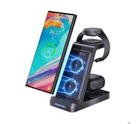 MANKIW Chargeur 3 en 1 sans Fil pour Samsung, Chargeur Induction pour Samsung S25-S20,Z Fold/Flip,Galaxy watch3-6/Active,Buds