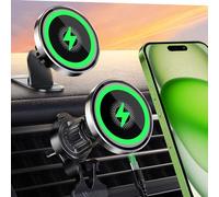 MANKIW Chargeur de voiture Magsafe magnétique sans fil 15 W pour iPhone 16 Pro Max Plus 15 14 13 12, charge rapide pour support de téléphone de voiture Magsafe compatible avec étui de chargeur