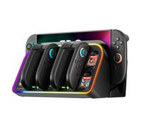 MANKIW Station de Charge pour Nintendo Switch 2, Chargeur 4 en 1 pour Switch 2 Joy-Con avec Indicateur LED & Éclairage RGB, Charge Rapide, Support Mural pour Joy-Con Switch 2
