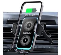 MANKIW Support de Chargeur Voiture sans Fil, Charge Rapide 15W avec Serrage Automatique, Rotation 360° & Lumières RGB, Compatible avec iPhone 16/15/14/13/12 Pro Max, Galaxy S25/S24/S23 Ultra, etc
