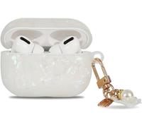 MANLENO Coque pour AirPods Pro 2e génération, avec pendentif en forme de coquillage perlé, jolie coque de protection flexible et élégante pour AirPods Pro 2e génération 2022