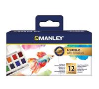 Manley - Coffret 12 aquarelles avec pinceau | Diversité de couleurs | Créativité sans limites | Couleurs assorties | Pour tous les âges | Aventure de couleur