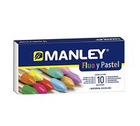Manley Craies à la Cire 10 Unités | Craies Grasses Professionnelles | Pochette de Craies Molles au Toucher Agréable | Couleurs Miscibles | Couleurs Neon et Pastel