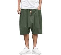 MaNMaNing Bermuda Homme Style Chinois À Coupe Basse pour L'Été Short Décontracté Loose Et Harem À Coupe Quart pour Un Look Ethnique Original Et Confortable