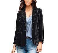 MaNMaNing Blazer Velours Denim doré Femme Manches Longues col Revers Coupe Courte Hiver élégant décontracté Bureau soirée Tendance 2025 édition limitée