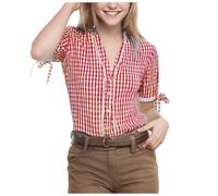 MaNMaNing Blouse Femme Oktoberfest Vichy Rouge Blanc À Boutons pour Costume Traditionnel Fête Folklorique Carnaval Événement Style Bavarois Authentique