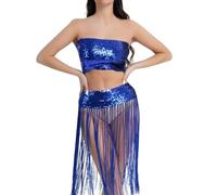 MaNMaNing Bustier à Paillettes pour Danse du Ventre Femme Franges Tenue de Scène Club Party Jazz Carnaval pour Performance Sensuelle et Artistique