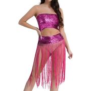 MaNMaNing Bustier à Paillettes pour Danse du Ventre Femme Franges Tenue de Scène Club Party Jazz Carnaval pour Performance Sensuelle et Artistique