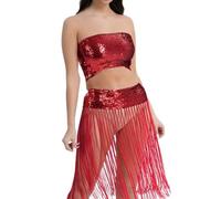 MaNMaNing Bustier à Paillettes pour Danse du Ventre Femme Franges Tenue de Scène Club Party Jazz Carnaval pour Performance Sensuelle et Artistique