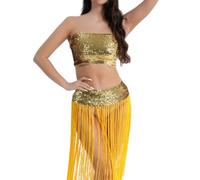 MaNMaNing Bustier à Paillettes pour Danse du Ventre Femme Franges Tenue de Scène Club Party Jazz Carnaval pour Performance Sensuelle et Artistique