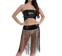 MaNMaNing Bustier à Paillettes pour Danse du Ventre Femme Franges Tenue de Scène Club Party Jazz Carnaval pour Performance Sensuelle et Artistique