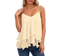 MaNMaNing Cache Coeur Femme sans Manches À Volants Épaules Dénudées pour L'Été Robe Débardeur Fluide pour La Plage Et Les Vacances Style Bohème Et Romantique À Superposer Ou Porter Seule Un Look