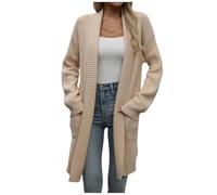 MaNMaNing Cardigan Femme Long Col Revers Loose Décontracté pour Automne Hiver Style Bohème Relax Pull Chaud Enveloppant Matière Douce Tenue Casual Confortable